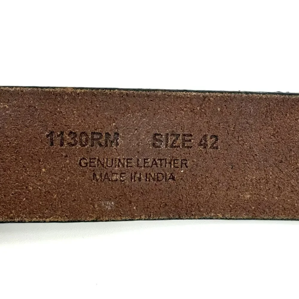 Remington Mens SZ 42 Brown Leather 12 GA Gauge Shell Belt Brass Buckle Concho